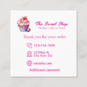 Yellow Cupcake Bakery Card | Editable Logo Quadratische Visitenkarte (Rückseite)