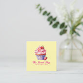 Yellow Cupcake Bakery Card | Editable Logo Quadratische Visitenkarte (Stehend Vorderseite)