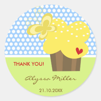 Yellow Cupcake Danke für die Geburtstagsparty-Gesc Runder Aufkleber