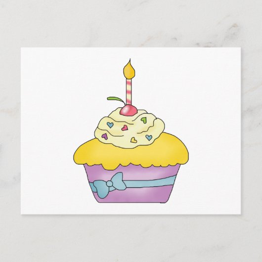 Yellow Cupcake Rezept Card Postkarte (Vorderseite)