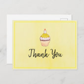 Yellow Cupcake Watercolor Danke Postkarte (Vorne/Hinten)