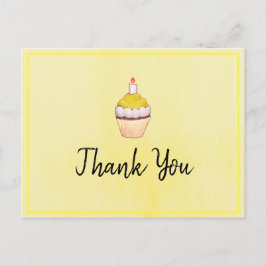 Yellow Cupcake Watercolor Danke Postkarte