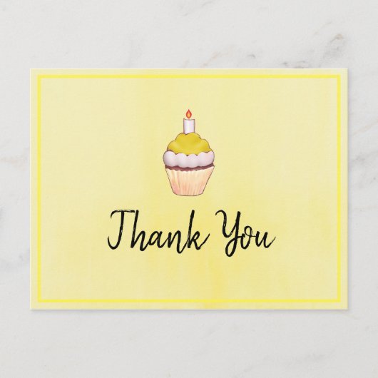 Yellow Cupcake Watercolor Danke Postkarte (Vorderseite)