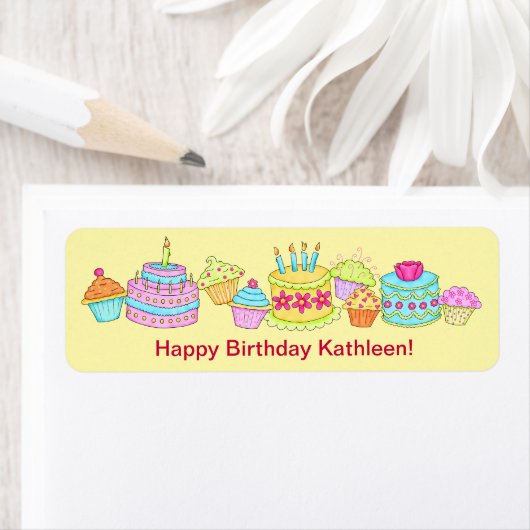 Yellow Cupcakes/Cake Happy Birthday Personalisiert (Insitu)