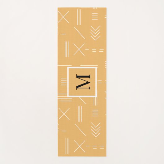 Yellow Custom Monogram Geometric Pattern Yogamatte (Vorderseite)