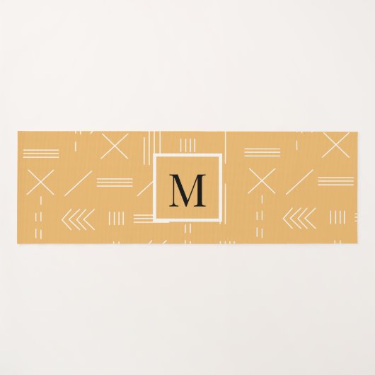 Yellow Custom Monogram Geometric Pattern Yogamatte (Vorderseite (Horizontal))