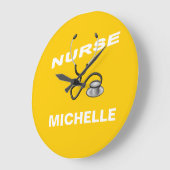 YELLOW Custom Nurname Große Wanduhr (Winkel)