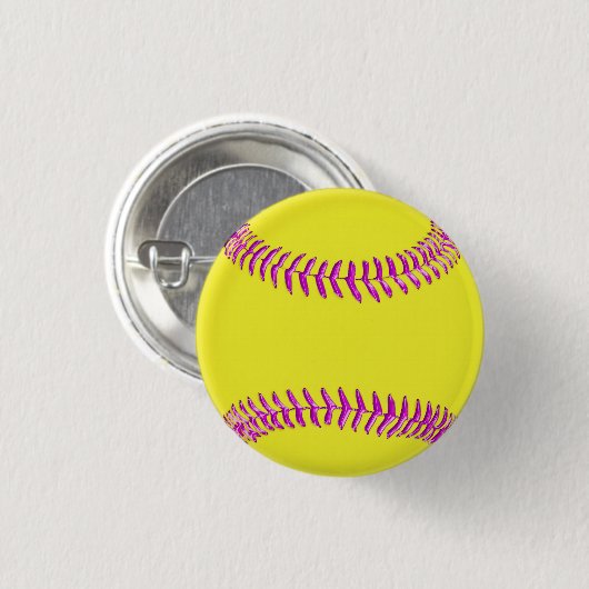 Yellow Custom Softball Buttons Brillenrosa Threads (Vorne & Hinten)
