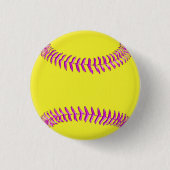 Yellow Custom Softball Buttons Brillenrosa Threads (Vorderseite)