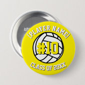Yellow Custom Volleyball Player and Class Button (Vorne & Hinten)