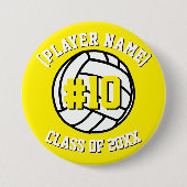 Yellow Custom Volleyball Player and Class Button (Vorderseite)