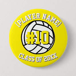 Yellow Custom Volleyball Player and Class Button