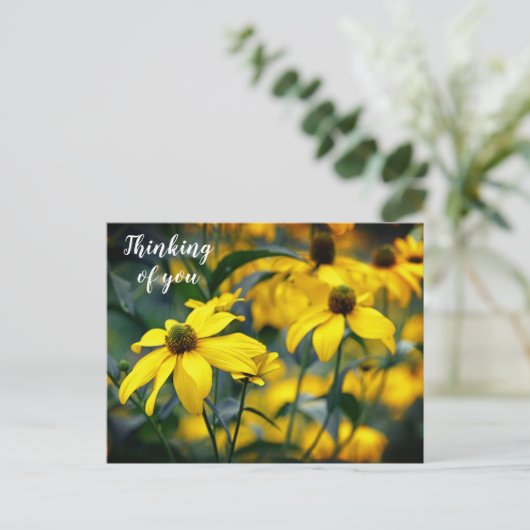 Yellow Cut Leaf Coneflower Denken Sie an Sie Postkarte (Stehend Vorderseite)