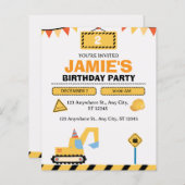 Yellow Cute Construction Truck Boys 2nd Birthday (Vorne/Hinten)