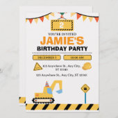 Yellow Cute Construction Truck Boys 2nd Birthday Save The Date (Vorne/Hinten)