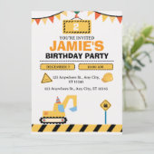 Yellow Cute Construction Truck Boys 2nd Birthday Save The Date (Stehend Vorderseite)