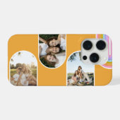 Yellow Cute Modern 3 Photo Layout Custom iPhone Hülle (Rückseite (Horizontal))