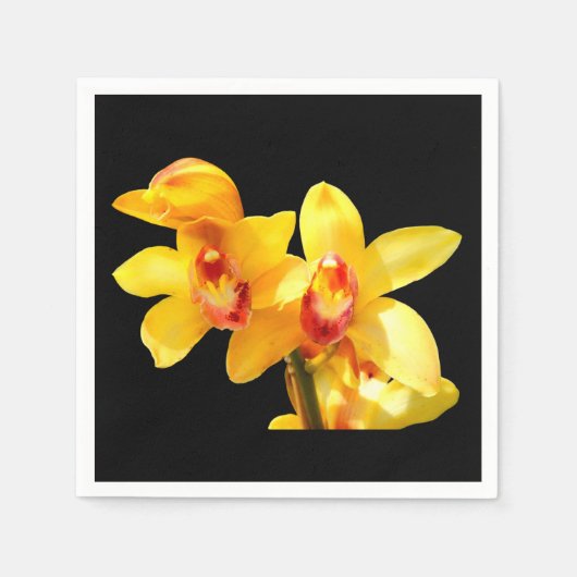 Yellow Cymbidium Orchid Paper Napkins Serviette (Vorderseite)