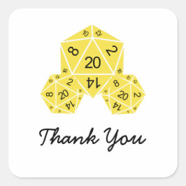 Yellow D20 Dice Danke, dass du Sticker geschrieben