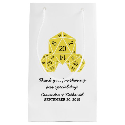 Yellow D20 Dice Wedding Gift Bag Kleine Geschenktüte (Vorderseite)