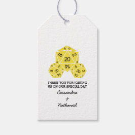 Yellow D20 Dice Wedding Gift Tags Geschenkanhänger