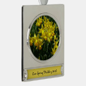 Yellow Daffodien I Cheery Spring Blumen Banner-Ornament Silber (Rechts)