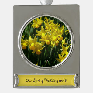 Yellow Daffodien I Cheery Spring Blumen Banner-Ornament Silber