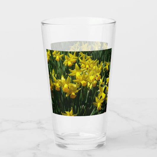 Yellow Daffodien I Cheery Spring Blumen Glas (Rückseite)