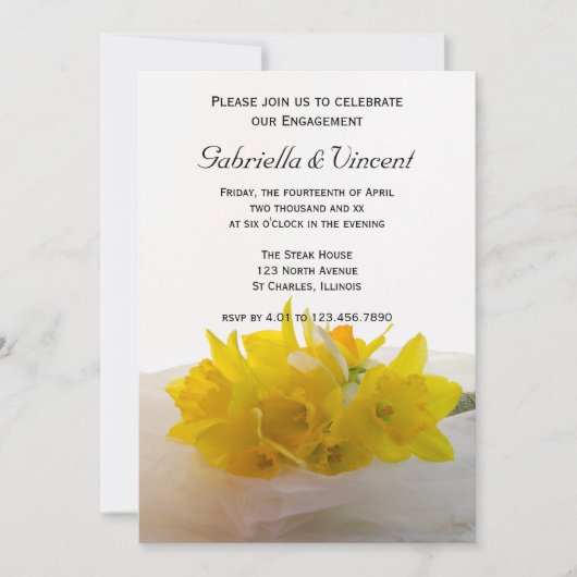 Yellow Daffodien über die Wettkampfpartei des Weiß Einladung (Vorderseite)