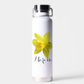 Yellow Daffodil Bloom Script Name Trinkflasche (Rückseite)