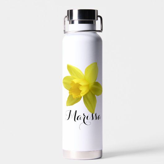 Yellow Daffodil Bloom Script Name Trinkflasche (Rückseite)