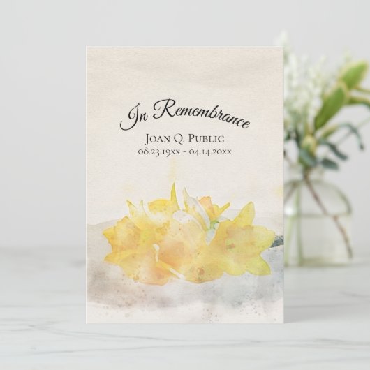 Yellow Daffodil Blume Beerdigungsdienst Programm (Stehend Vorderseite)