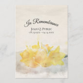 Yellow Daffodil Blume Beerdigungsdienst Programm (Vorderseite)