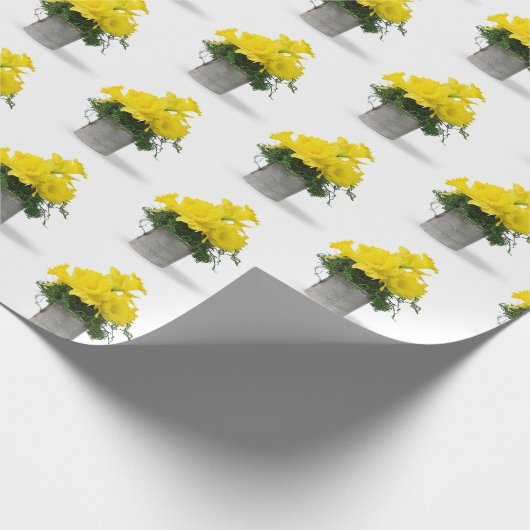 Yellow Daffodil Bouquet im Tin Cup Geschenkpapier (Ecke)
