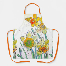 Yellow Daffodil Daffodils flower floral Watercolor Schürze