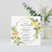 Yellow Daffodil Floral 50 Jahre Party Einladung (Stehend Vorderseite)