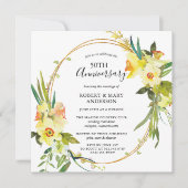 Yellow Daffodil Floral 50 Jahre Party Einladung (Vorderseite)