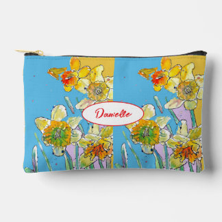 Yellow Daffodil Flower Pattern Watercolor Girls Zubehörtasche