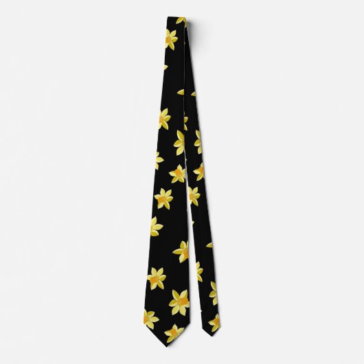 Yellow daffodil flowers seamless floral pattern krawatte (Vorderseite)