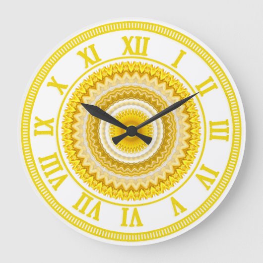 Yellow Daffodil Mandala Pattern Große Wanduhr (Vorderseite)