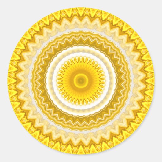 Yellow Daffodil Mandala Pattern Runder Aufkleber (Vorderseite)