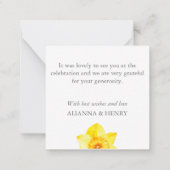 Yellow Daffodil Narcissus Personalisiert Danke Mitteilungskarte (Rückseite)