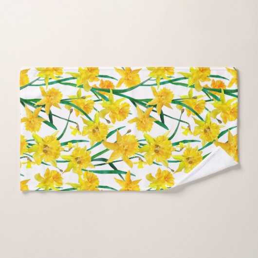 Yellow Daffodil Pattern Badhandtuch Set (Handtuch)