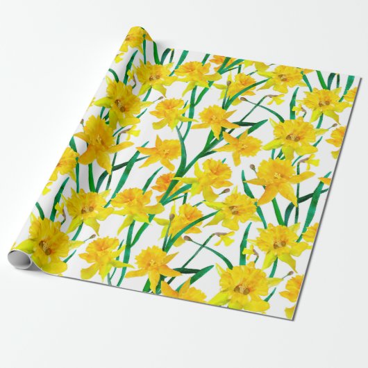 Yellow Daffodil Pattern Geschenkpapier (Ungerollt)