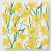 Yellow Daffodil Pattern Steinuntersetzer (Vorderseite)