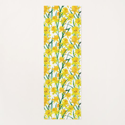 Yellow Daffodil Pattern Yogamatte (Vorderseite)