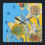 Yellow Daffodil Watercolour Womans Office Clock Quadratische Wanduhr<br><div class="desc">Yellow Daffodil Watercolour Womans Office Clock. Designed from my original watercolour art.</div>