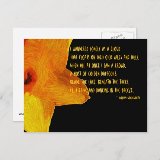 Yellow Daffodil; William Wordsworth Gedicht Postca Postkarte (Vorne/Hinten)