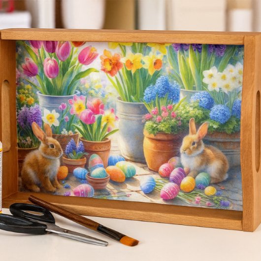 Yellow Daffodils and Garden Rabbits Seidenpapier