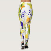 Yellow Daffodils Aquarellfärbung Leggings (Rückseite)